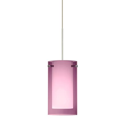 Besa Lighting Pahu 4 Cord Pendant, Trans. Amethyst/Opal, Satin Nickel Finish, 1x35W Halogen 1XT-A44007-SN